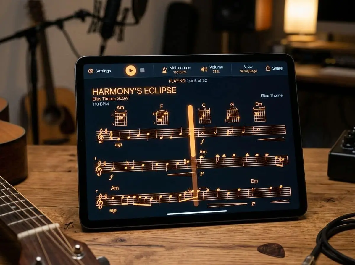 Sheet music that fits the tablet